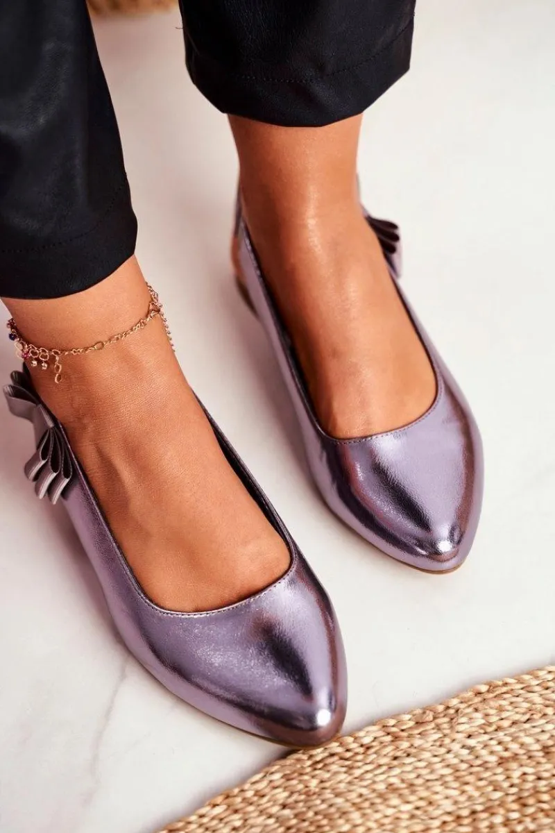 Baleriny Klasyczne>Buty Sergio Leone Damskie Balerinki Sergio Leone Srebrny Metalik BL615 Lilon