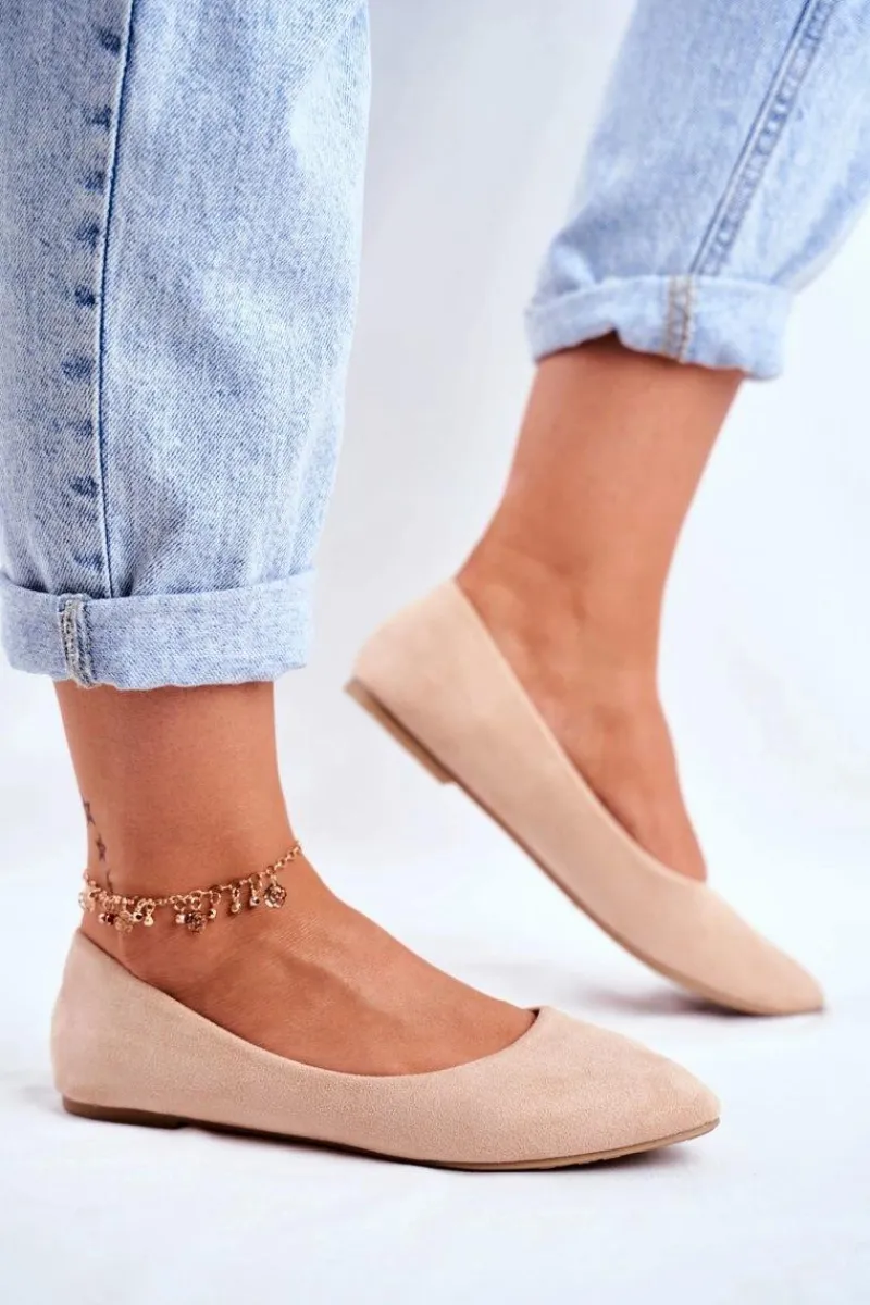 Discount Damskie Balerinki Zamsz Beżowe Bueno Damskie Baleriny Klasyczne