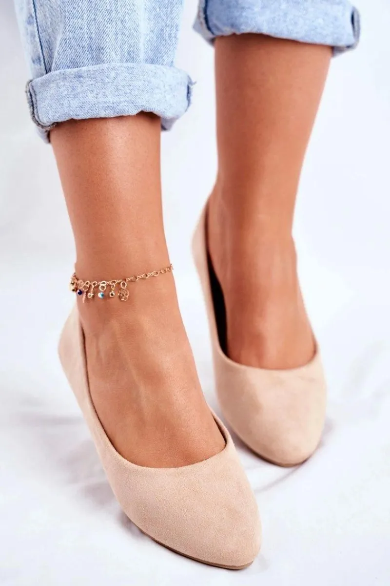 Discount Damskie Balerinki Zamsz Beżowe Bueno Damskie Baleriny Klasyczne