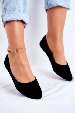 Outlet Boto Damskie Balerinki Zamsz Czarne Bueno