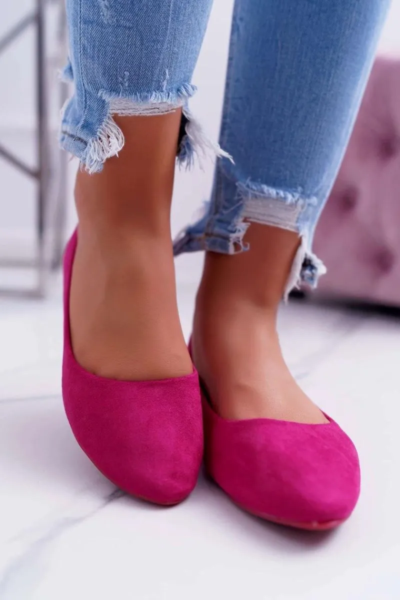 Online Damskie Balerinki Zamsz Fuksja Bueno Damskie Baleriny Klasyczne