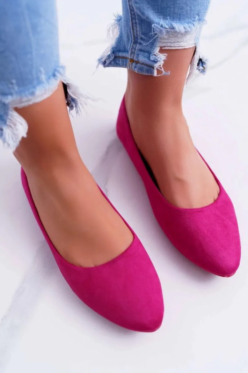 Online Damskie Balerinki Zamsz Fuksja Bueno Damskie Baleriny Klasyczne