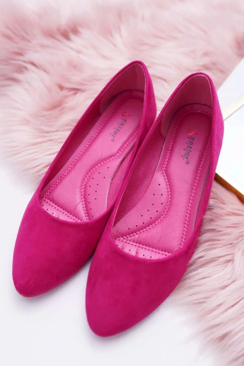 Online Damskie Balerinki Zamsz Fuksja Bueno Damskie Baleriny Klasyczne