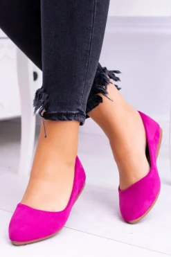 Baleriny Klasyczne>Boto Damskie Balerinki Zamsz Fuksja Dermeno