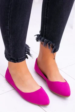 Baleriny Klasyczne>Boto Damskie Balerinki Zamsz Fuksja Dermeno