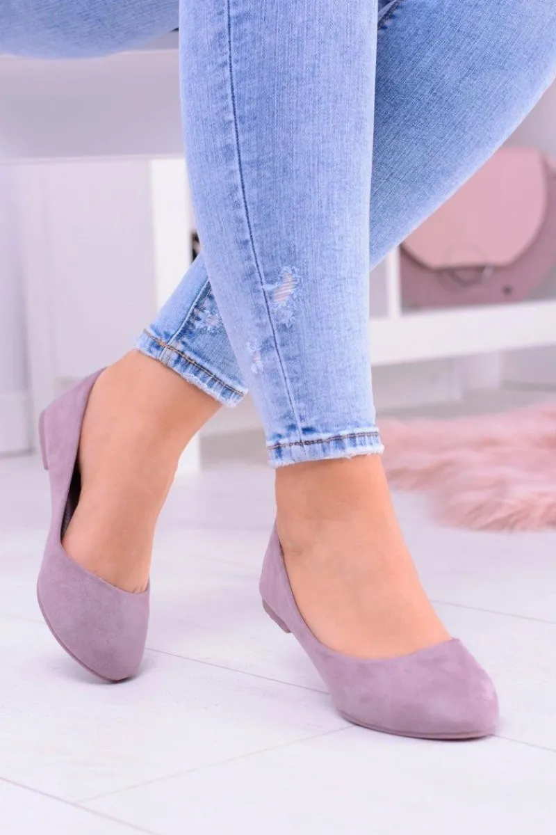 Baleriny Klasyczne>Boto Damskie Balerinki Zamsz Wrzosowy Bueno