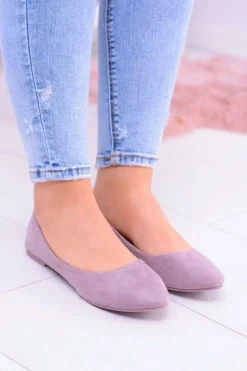 Baleriny Klasyczne>Boto Damskie Balerinki Zamsz Wrzosowy Bueno