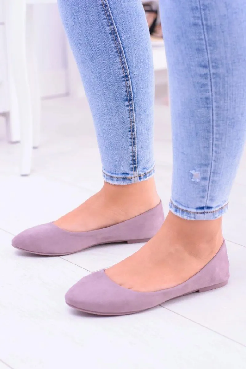 Baleriny Klasyczne>Boto Damskie Balerinki Zamsz Wrzosowy Bueno