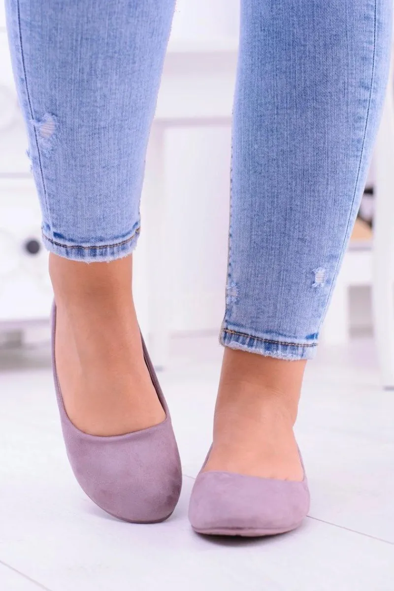 Baleriny Klasyczne>Boto Damskie Balerinki Zamsz Wrzosowy Bueno