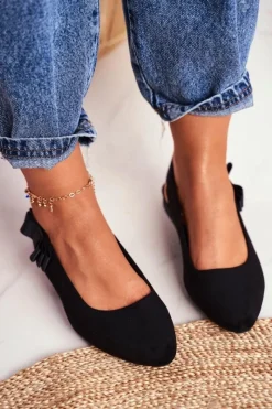 Baleriny Klasyczne>Buty Sergio Leone Damskie Balerinki Zamszowe Sergio Leone BL615 Czarne Lilon