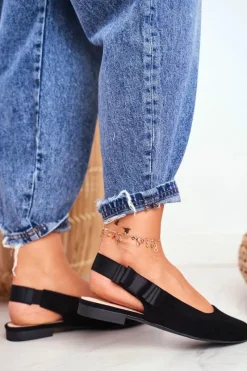 Baleriny Klasyczne>Buty Sergio Leone Damskie Balerinki Zamszowe Sergio Leone BL615 Czarne Lilon