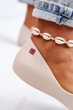 Discount Damskie Baleriny Pachnące Gumowe JJ285045 Beżowe Damskie Baleriny Klasyczne