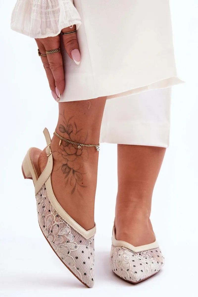 Baleriny Klasyczne>Boto Damskie Baleriny W Kropki Beżowe Adore