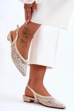 Baleriny Klasyczne>Boto Damskie Baleriny W Kropki Beżowe Adore