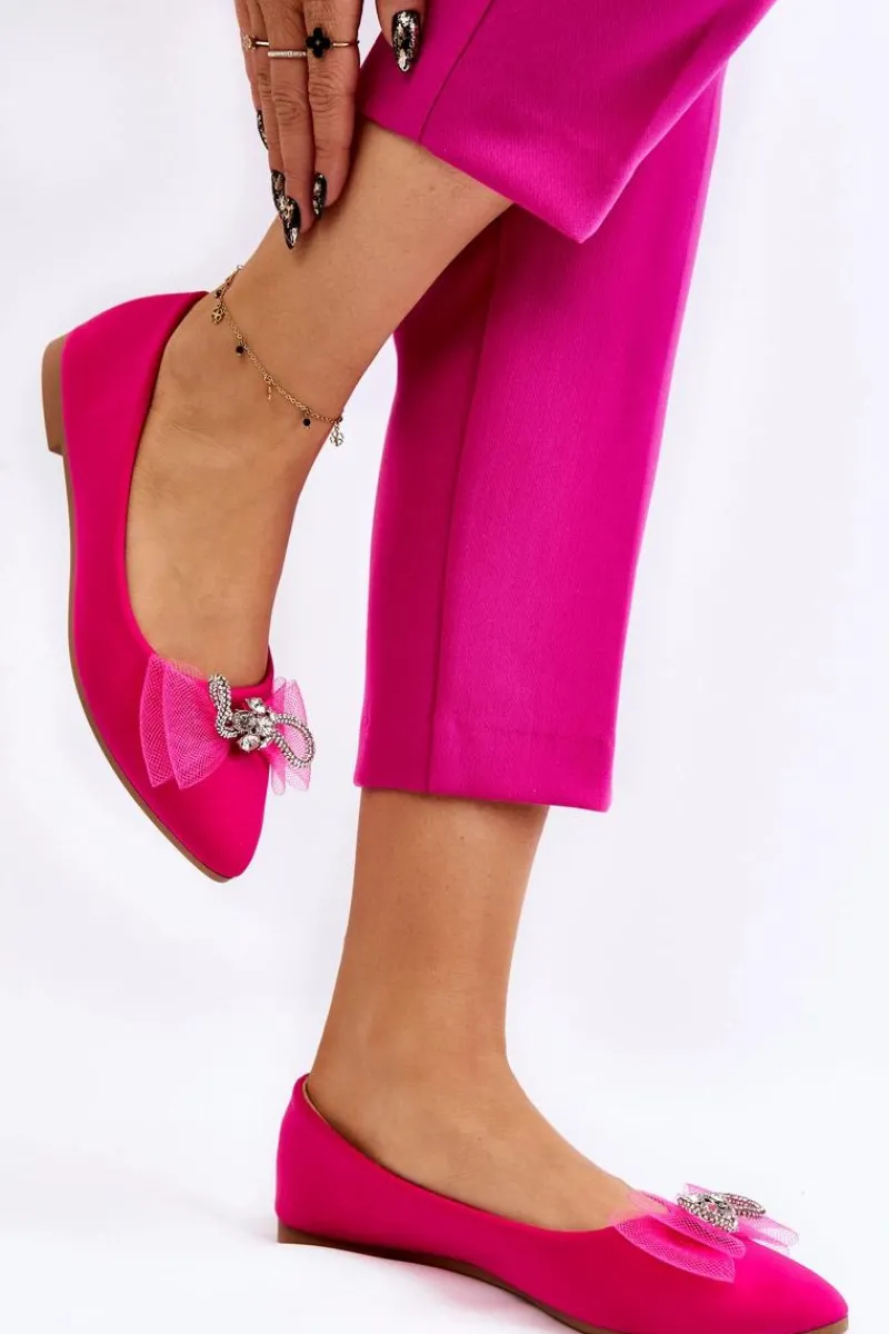 Baleriny Klasyczne>Boto Damskie Baleriny W Szpic Z Ozdobną Kokardą Fuksja Luminous