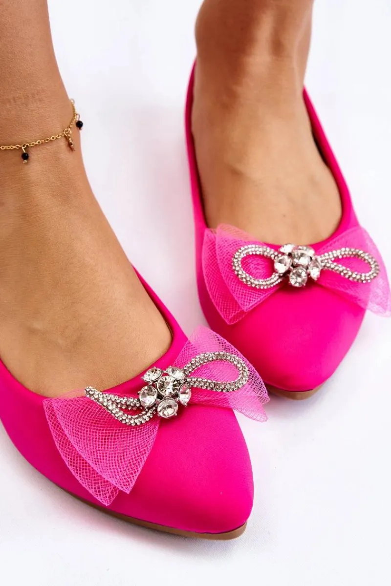Baleriny Klasyczne>Boto Damskie Baleriny W Szpic Z Ozdobną Kokardą Fuksja Luminous