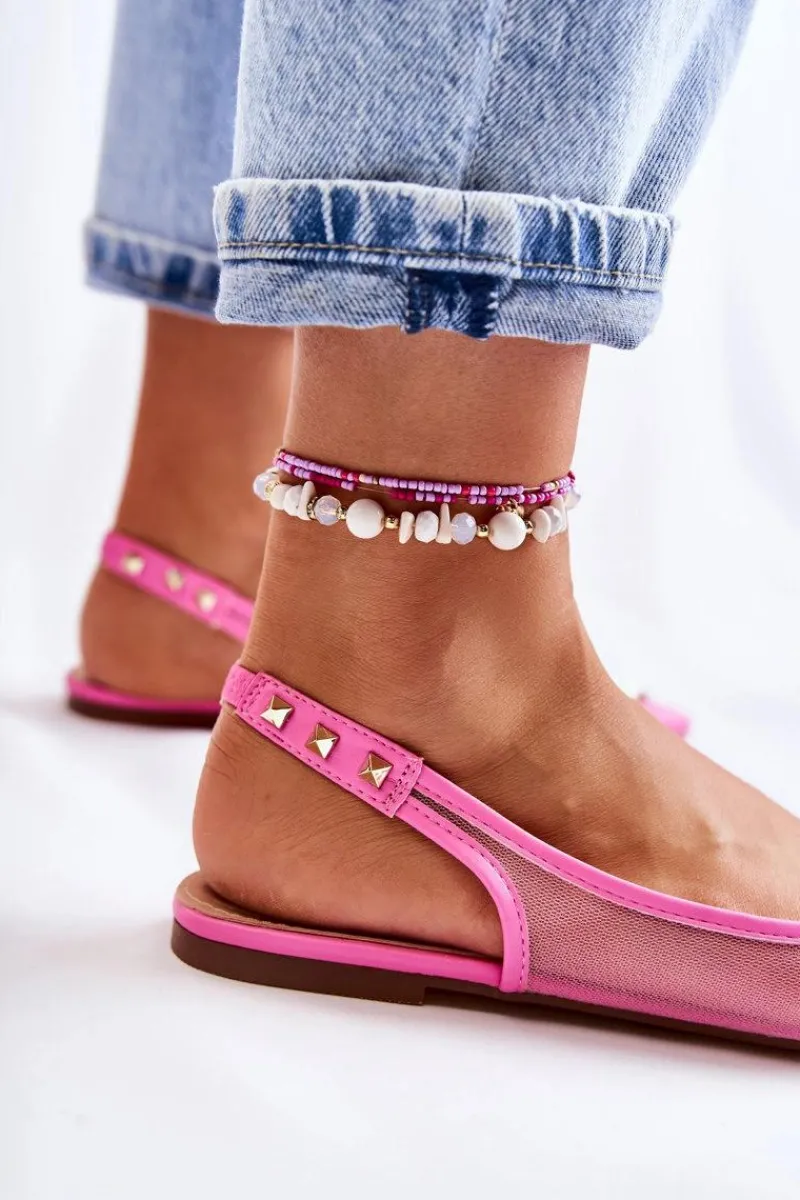 Baleriny Klasyczne>Boto Damskie Baleriny Z Ćwiekami Różowe Kinley