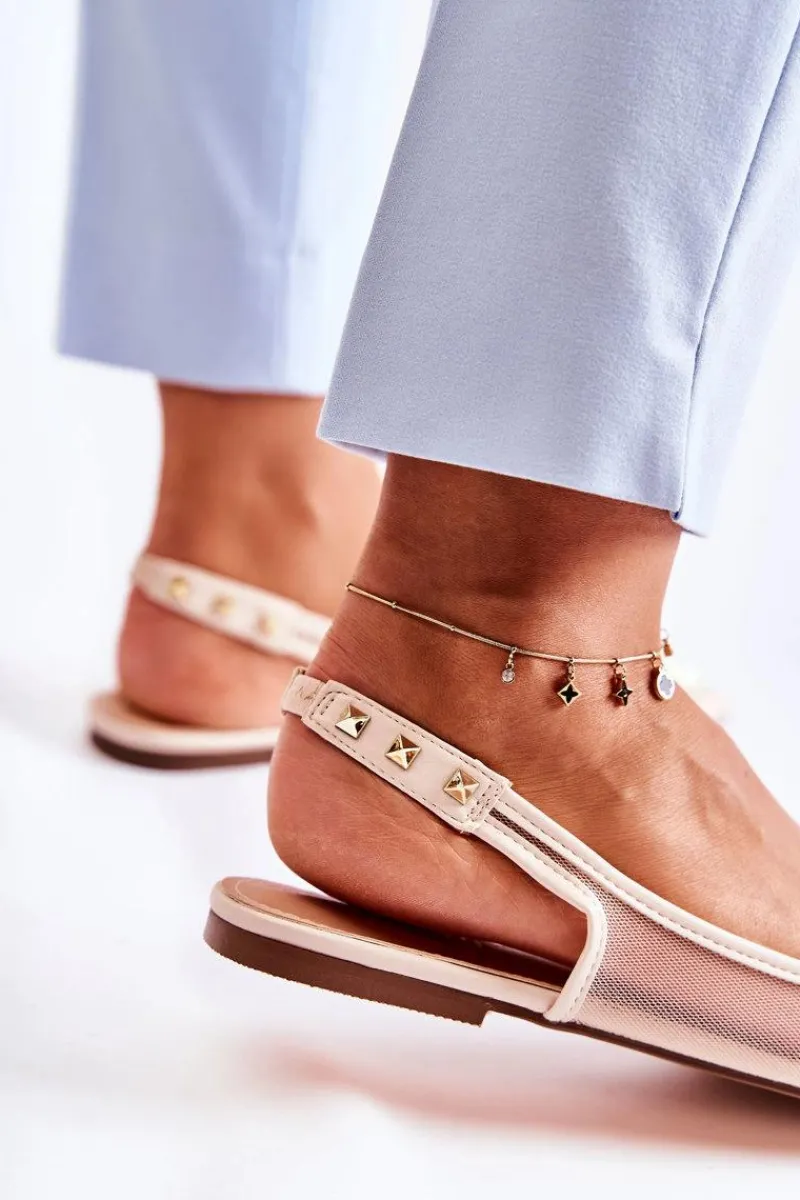 Sale Damskie Baleriny Z Ćwiekami Beżowe Kinley Damskie Baleriny Klasyczne