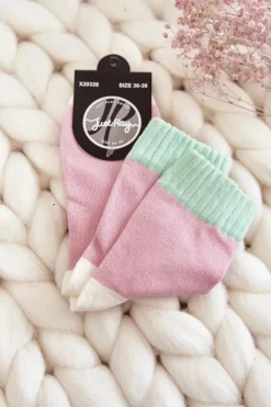 Hot Just Play Damskie Bawełniane Gładkie Skarpety Różowe