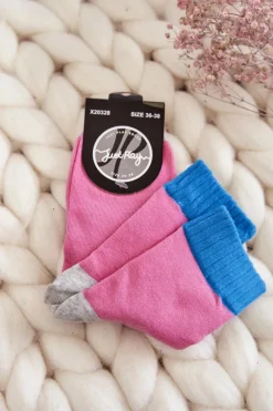 Damskie Bawełniane Gładkie Skarpety Ciemnoróżowe Skarpetki|Skarpetki