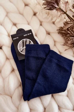 Best Just Play Damskie Bawełniane Klasyczne Skarpety Gładkie Granatowe