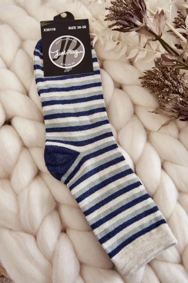 Hot Damskie Bawełniane Klasyczne Skarpety W Paski Multikolor Skarpetki|Skarpetki