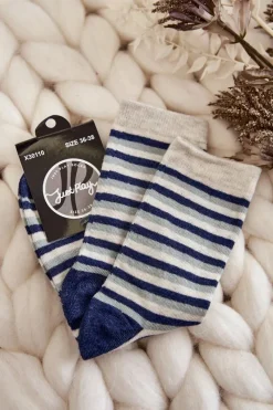 Hot Damskie Bawełniane Klasyczne Skarpety W Paski Multikolor Skarpetki|Skarpetki