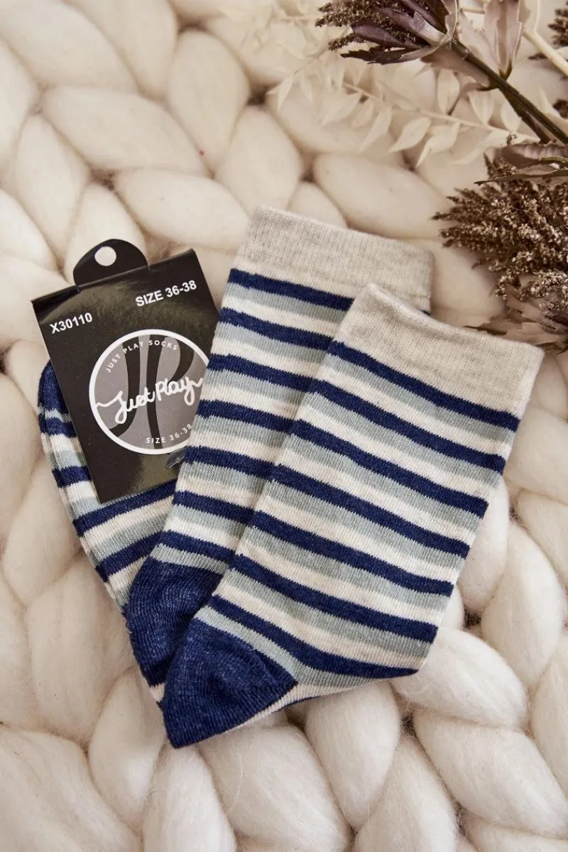Hot Damskie Bawełniane Klasyczne Skarpety W Paski Multikolor Skarpetki|Skarpetki
