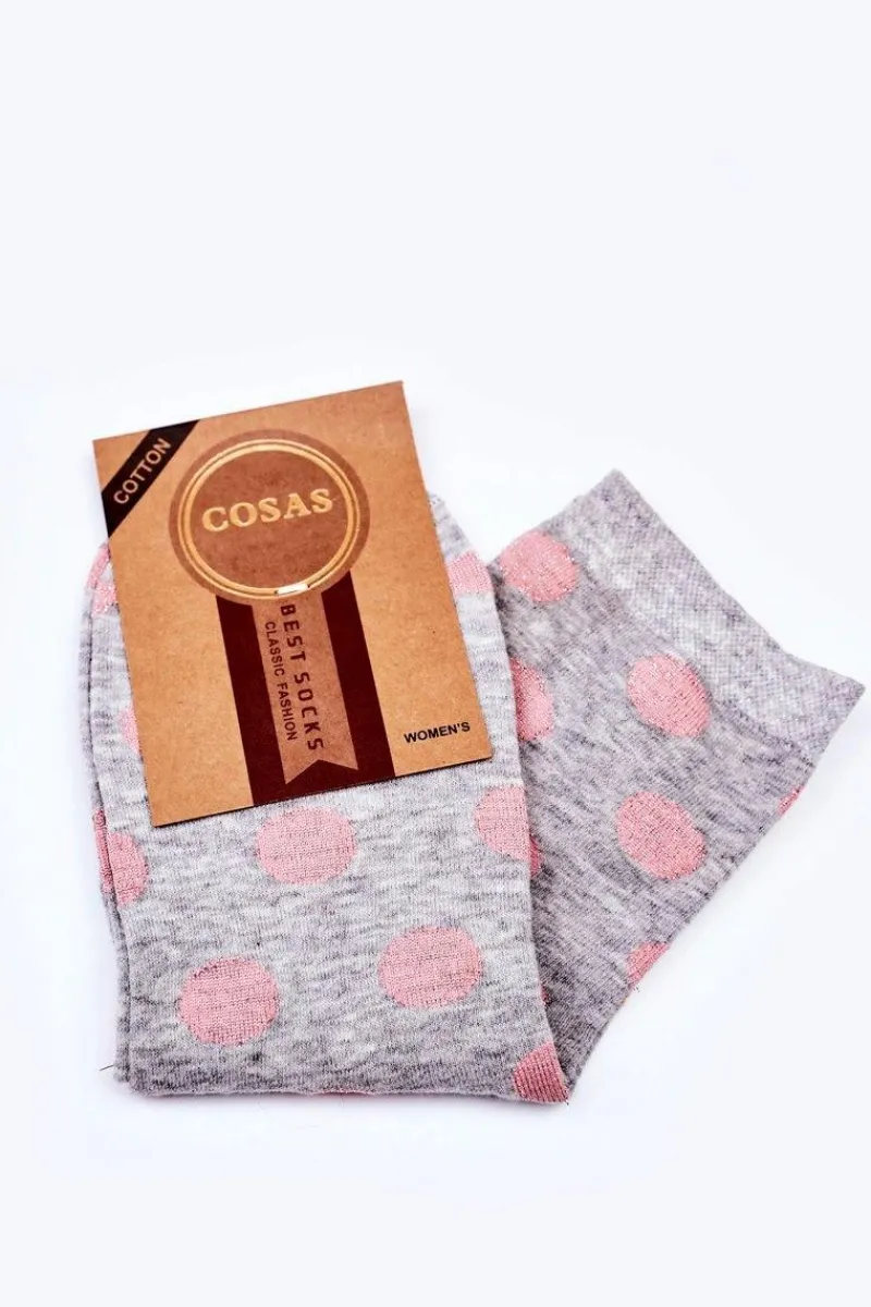 Discount Damskie Bawełniane Skarpetki W Groszki Szare Skarpetki|Skarpetki