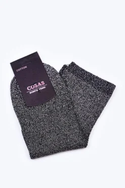 Damskie Bawełniane Skarpetki Ze Srebrną Nitką Czarne Skarpetki|Skarpetki