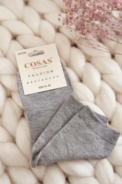 Skarpetki|Skarpetki>COSAS Damskie Bawełniane Skarpetki Z Błyszczącą Nicią Szare