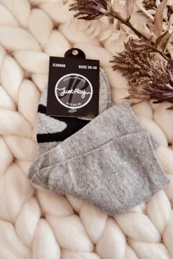 Discount Just Play Damskie Bawełniane Skarpetki Czarny Wzór Szare