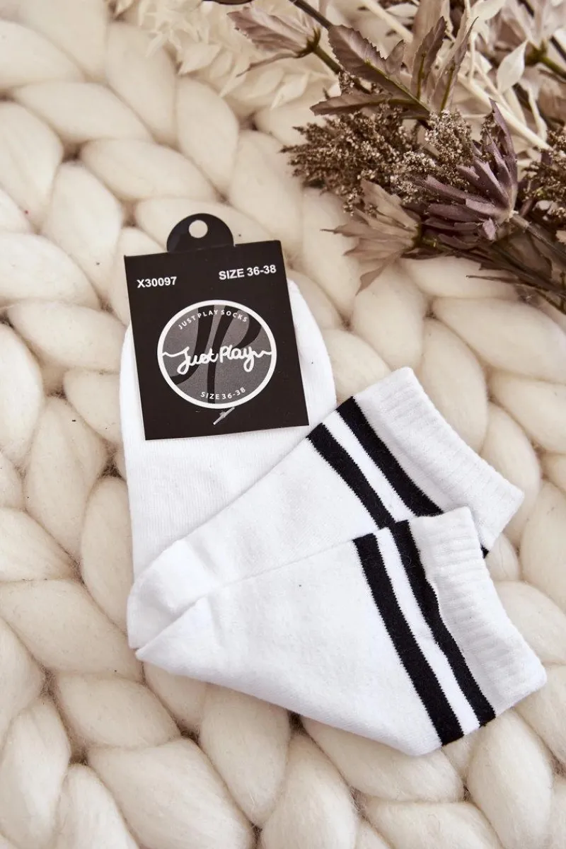 Online Damskie Bawełniane Skarpety Sportowe Z Paskami Białe Skarpetki|Skarpetki
