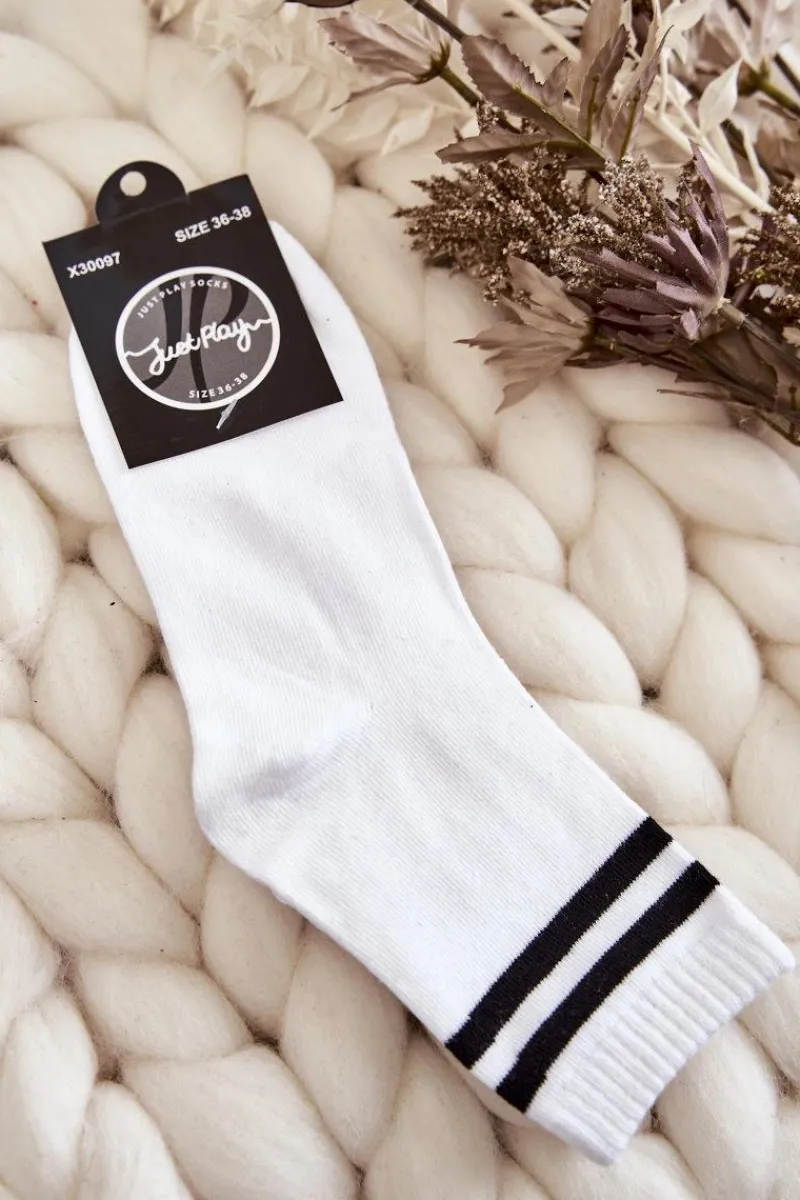 Online Damskie Bawełniane Skarpety Sportowe Z Paskami Białe Skarpetki|Skarpetki