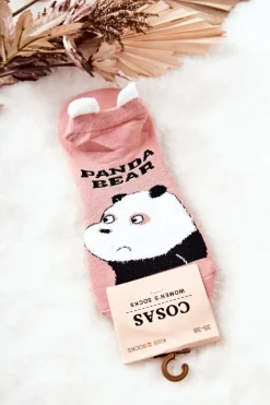 Skarpetki|Skarpetki>COSAS Damskie Bawełniane Skarpetki Z Misiem Różowe