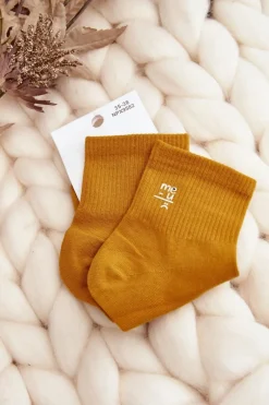 Online Damskie Bawełniane Skarpety Musztardowe Skarpetki|Skarpetki