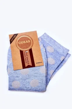 Online Damskie Bawełniane Skarpetki W Groszki Niebieskie Skarpetki|Skarpetki