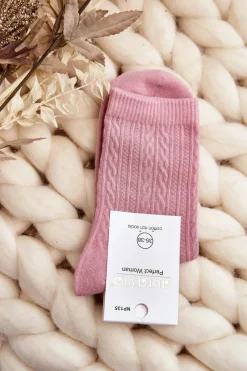 Hot Damskie Bawełniane Skarpety Z Tłoczeniem Różowe Skarpetki|Skarpetki