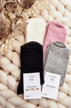 Hot Damskie Bawełniane Skarpety Z Tłoczeniem Różowe Skarpetki|Skarpetki