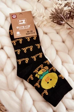Sale Aura.via Damskie Bawełniane Skarpetki Kaczuszka Czarne
