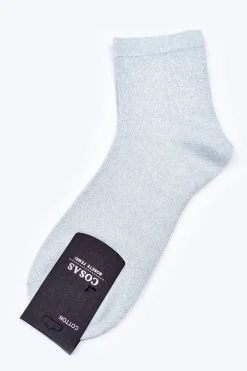 Hot Damskie Bawełniane Skarpetki Ze Srebrną Nitką Miętowe Skarpetki|Skarpetki