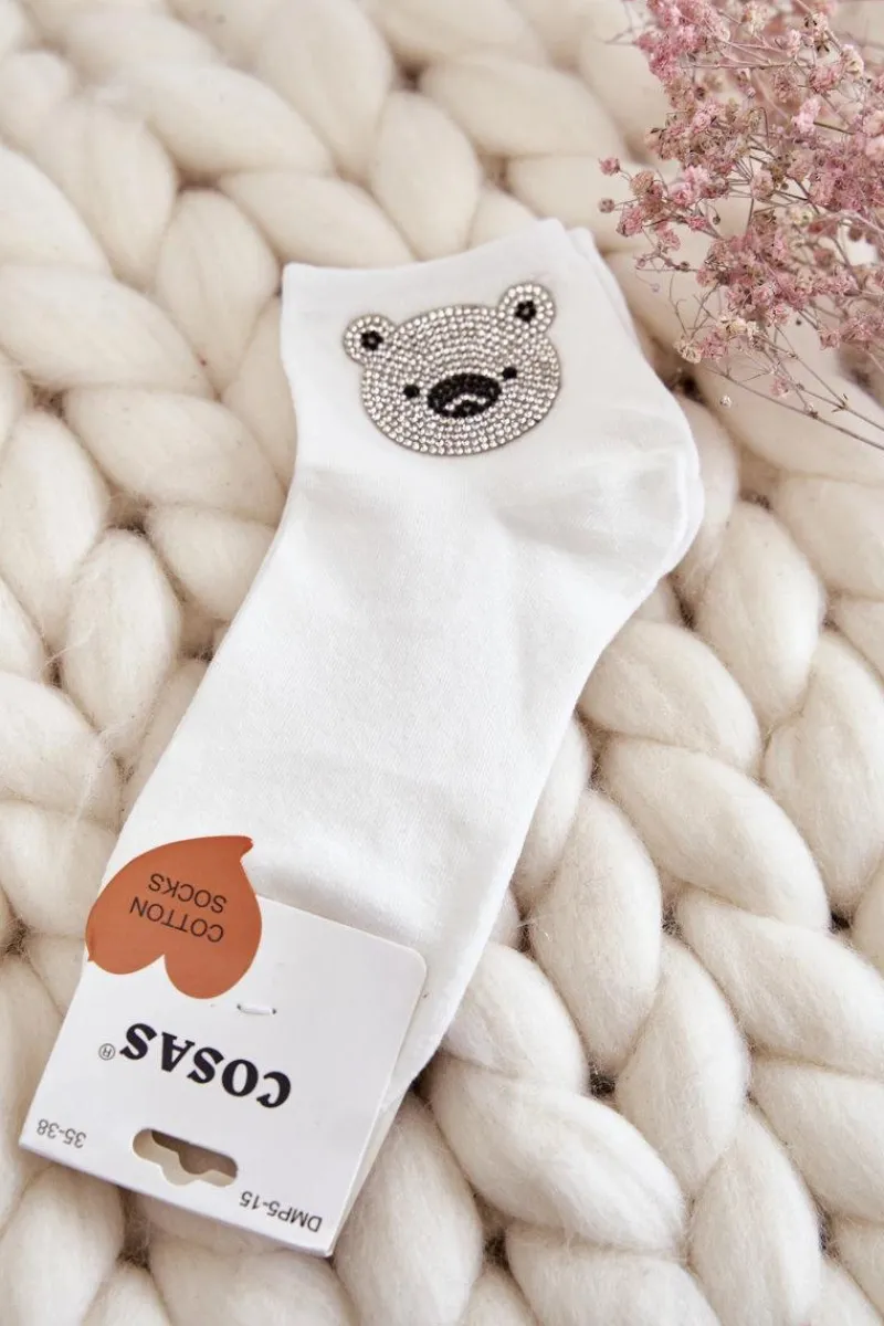 Discount Damskie Bawełniane Skarpetki Z Misiem Białe Skarpetki|Skarpetki