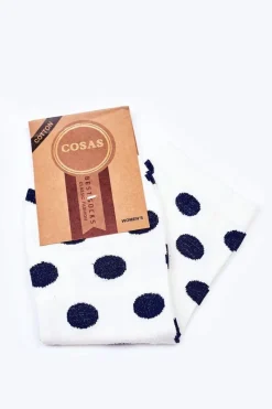 Online Damskie Bawełniane Skarpetki W Groszki Białe Skarpetki|Skarpetki