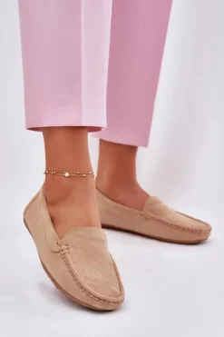 New Damskie Beżowe Mokasyny Lekkie Zamsz Morreno II gat. Damskie Loafersy Damskie|Mokasyny Damskie Zamszowe