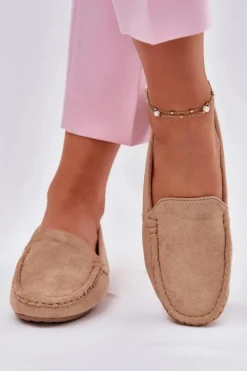 New Damskie Beżowe Mokasyny Lekkie Zamsz Morreno II gat. Damskie Loafersy Damskie|Mokasyny Damskie Zamszowe