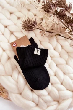 Best Aura.via Damskie Bezuciskowe Prążkowane Skarpetki Czarne