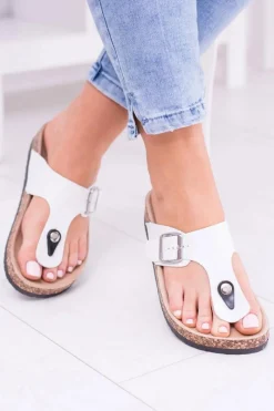 Klapki Korkowe|Klapki Damskie Japonki>Boto Damskie Białe Japonki Klapki na Korku Florines