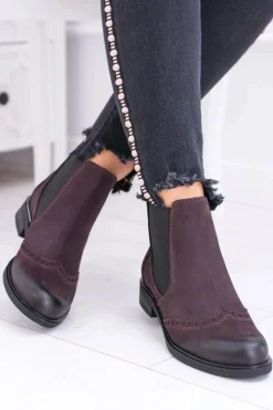 Best Boto Damskie Bordowe Skórzane Sztyblety Fields