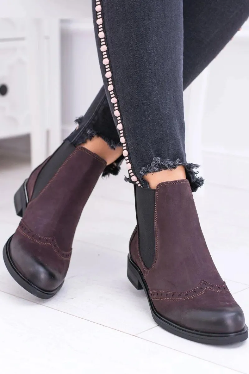 Best Boto Damskie Bordowe Skórzane Sztyblety Fields