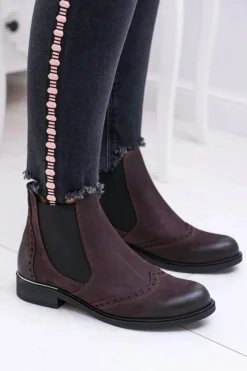 Best Boto Damskie Bordowe Skórzane Sztyblety Fields
